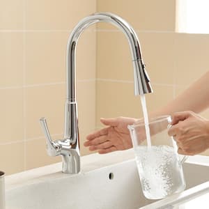 2-Spray Patterns Single Handle Touchless Pull Down Sprayer Kitchen Faucet in Chrome