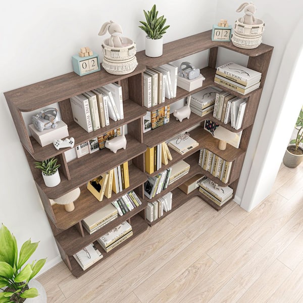 Noble House Odonna 64.56 in. Tall 2-Piece Dark Brown Wood 5-Tier