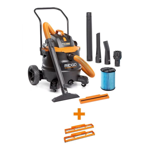 16 Gal. 7.0 Peak HP NXT Power Shop Vacuum HD1900 Wet Dry Vac with Cart, Pro Hose, Bristle Shoe Kit and Accessories