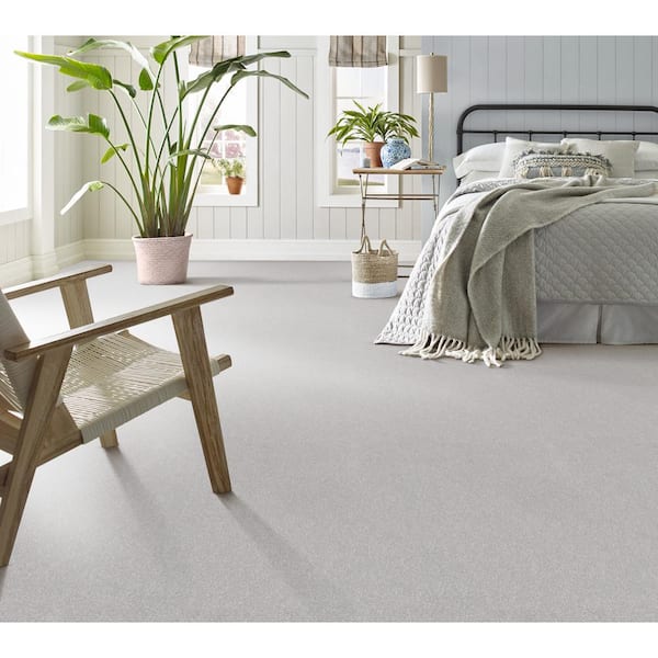 House Party II - Glacier - Gray 15 ft. 51.5 oz. Polyester Texture Installed Carpet