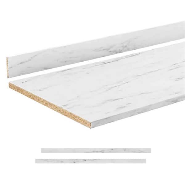 STRETTA 8 ft. White Laminate Countertop Kit with Full-Thickness Square Edge in Alabaster Slate