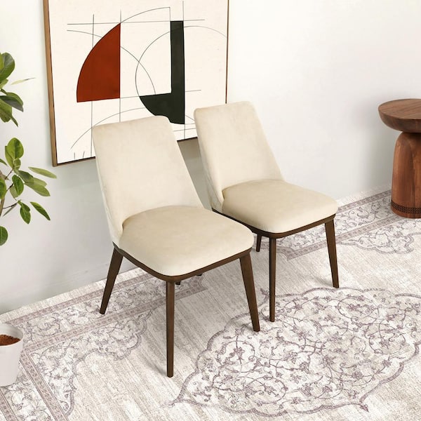 Ashcroft Furniture Co Carmela Beige Velvet Side Chair Set of 2