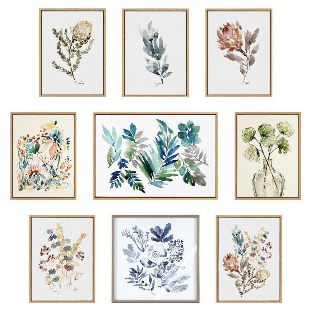 Natural Botanical Wildflower Canvas Art Set, 18x24, 3 Piece