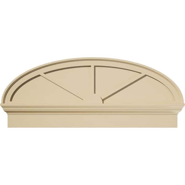 Ekena Millwork 42 in. W x 17-3/8 in. H x 2-3/4 in. P Elliptical 3 Spoke Signature Urethane Combination Pediment, Primed Tan