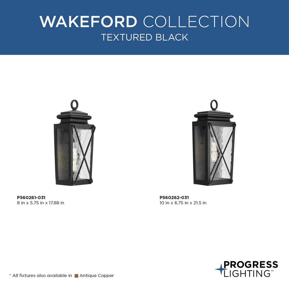Wakeford Black Steel Outdoor Wall Lantern with Water Glass Shade