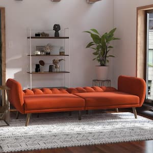 Brittany Persimmon Linen Convertible Futon