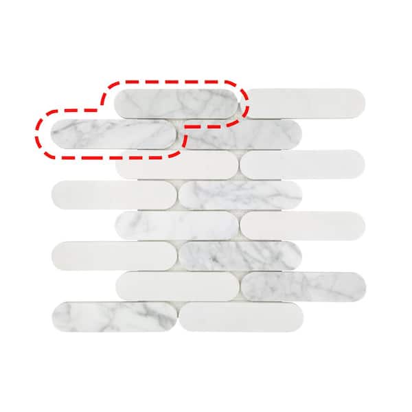 sunwings Oval Interlocking White 6" x 6" Honed Carrara and Thassos Marble Mosaic Backsplash Floor and Wall Tile (0.25 sq.ft.)