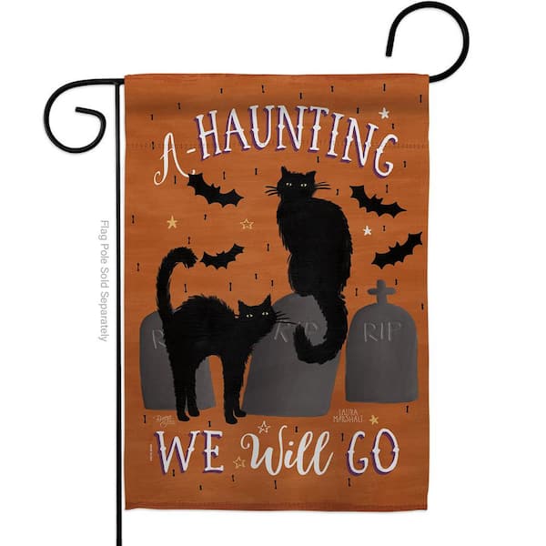 Breeze Decor 13 in. x 18.5 in. Haunting We Go Garden Flag Double-Sided Fall Decorative Vertical Flag