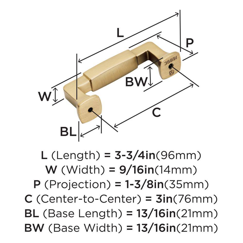 Champagne Bronze 3-Inch Classic Bar Cabinet Pull