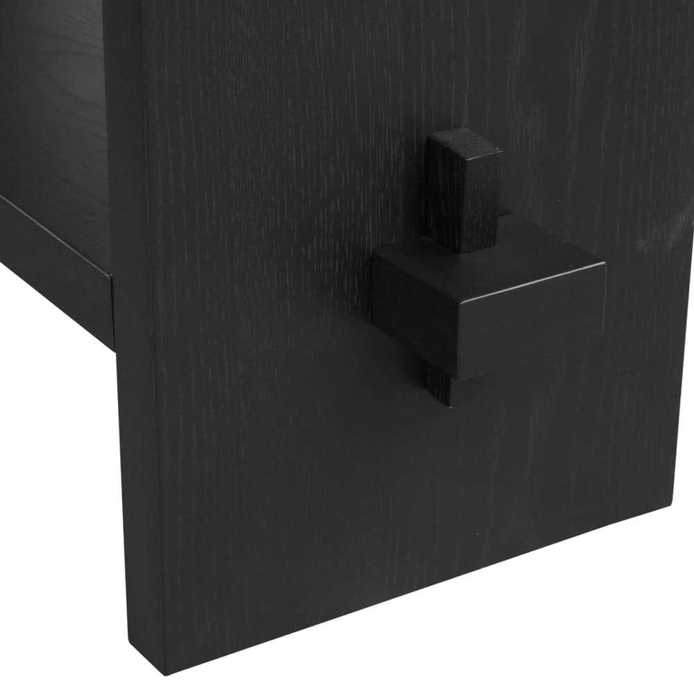 Virgo Black Oak Wood Console Table with Storage