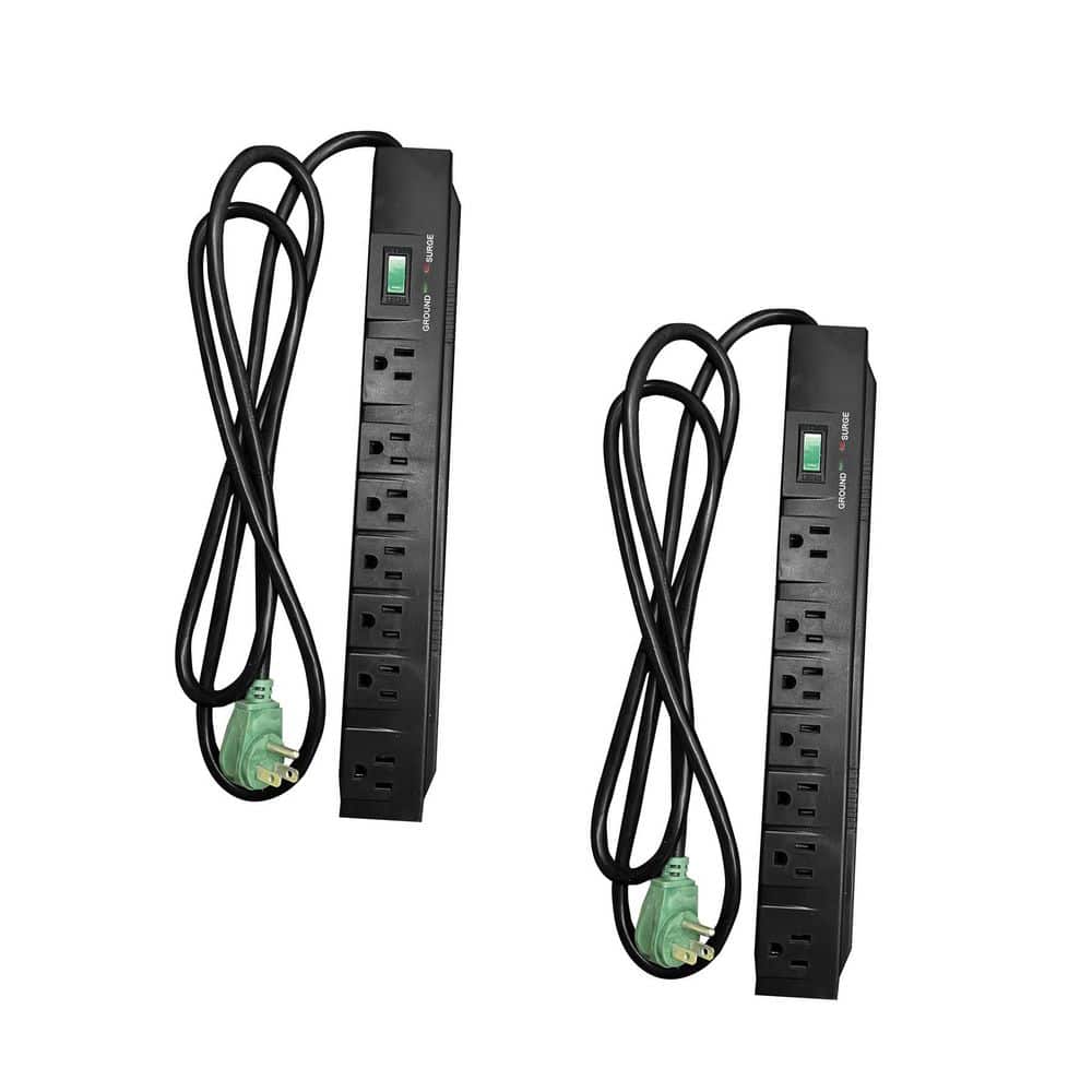 (G-17636BK-2) 6 ft. 14/3 7 Outlet Indoor Surge Protector, Black, 2 PACK price history on PriceWatchPro