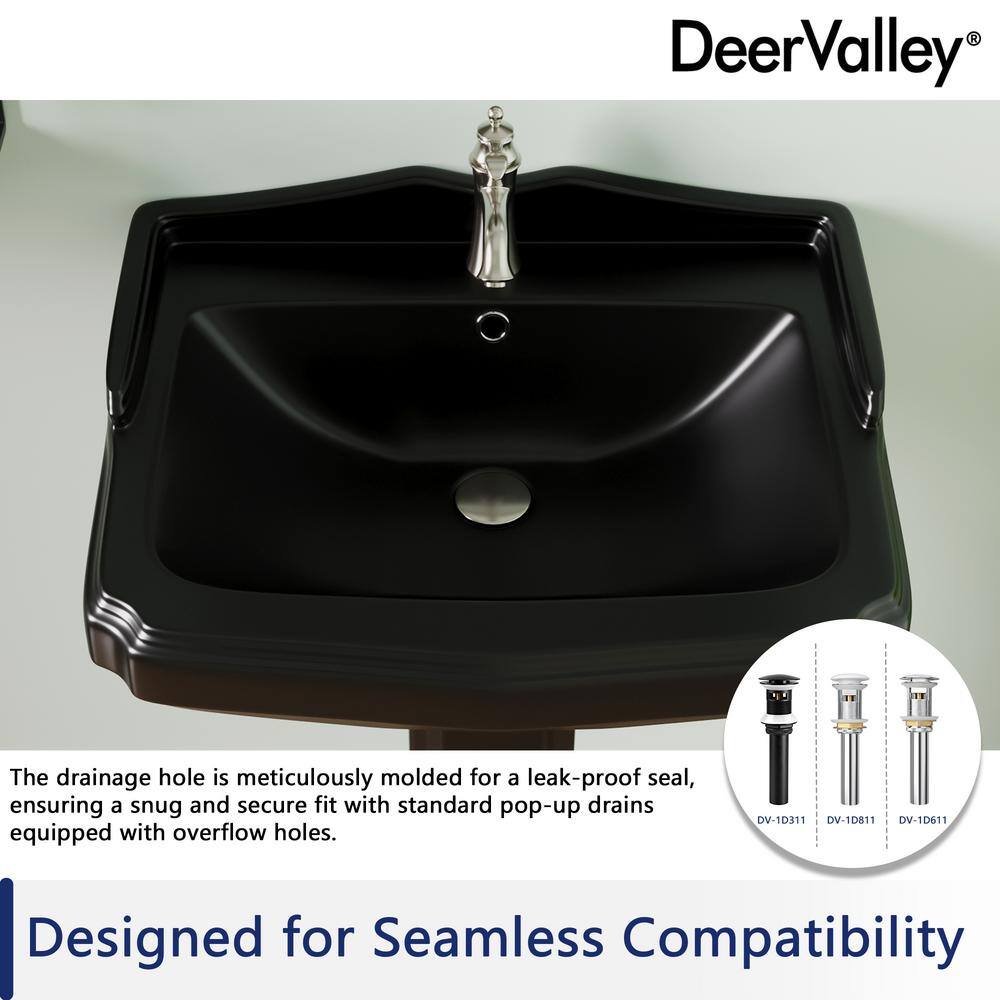 Black Ceramic Single Hole Pedestal Bathroom Sink