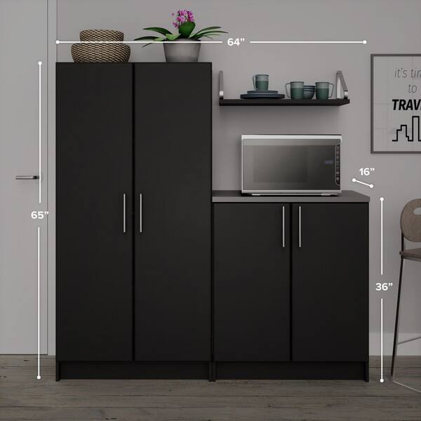 Prepac Elite 64-in W x 65-in H Wood Composite Black Freestanding Utility Storage Cabinet