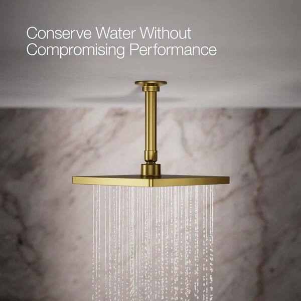 KOHLER Honesty 1-Spray Patterns 2.5 GPM 8 in. Ceiling Mount Fixed Shower Head in Vibrant Brushed Moderne Brass