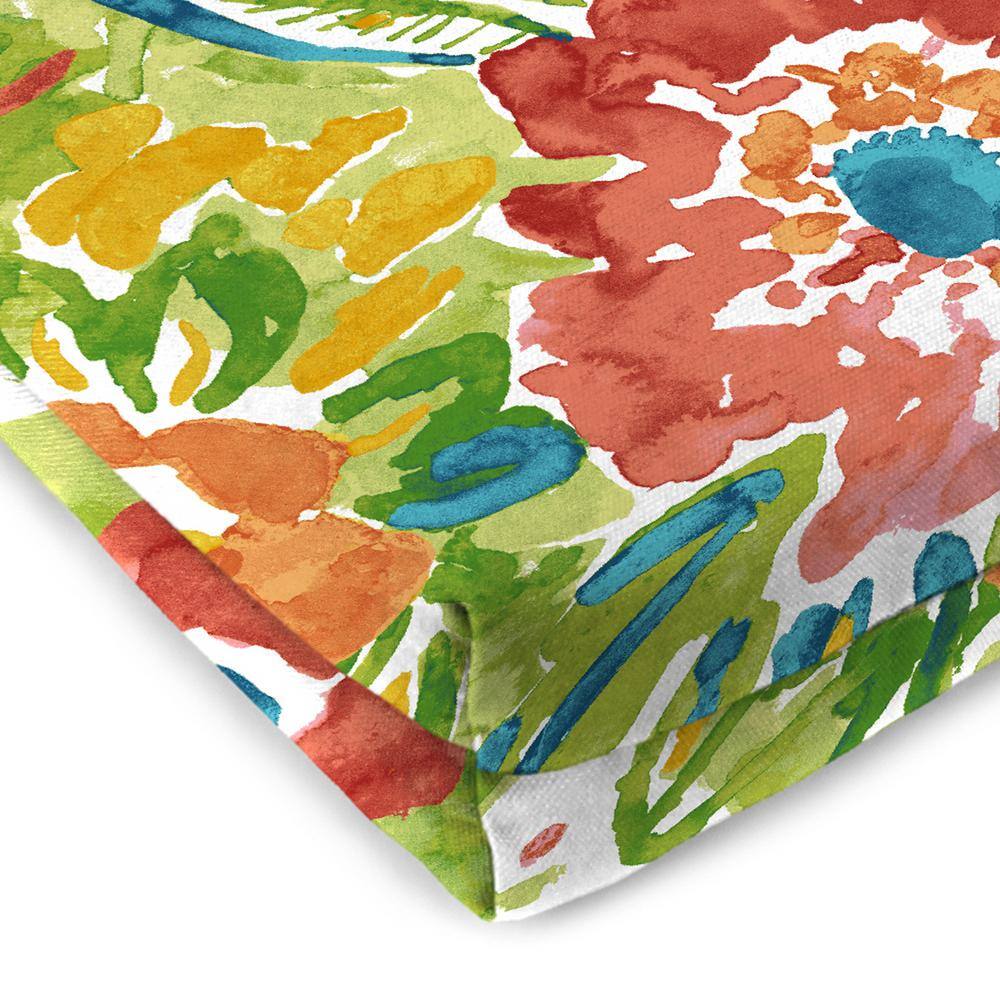Sun River Garden Multicolor Floral Outdoor Bench Cushion with Ties