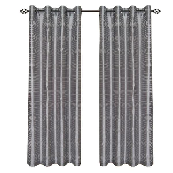 Lavish Home Grey Maggie Grommet Curtain Panel, 95 in. Length
