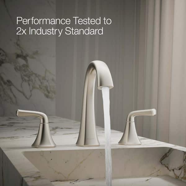 KOHLER Sundae 8 in. Widespread Double Handles Bathroom Faucet in Vibrant Brushed Nickel