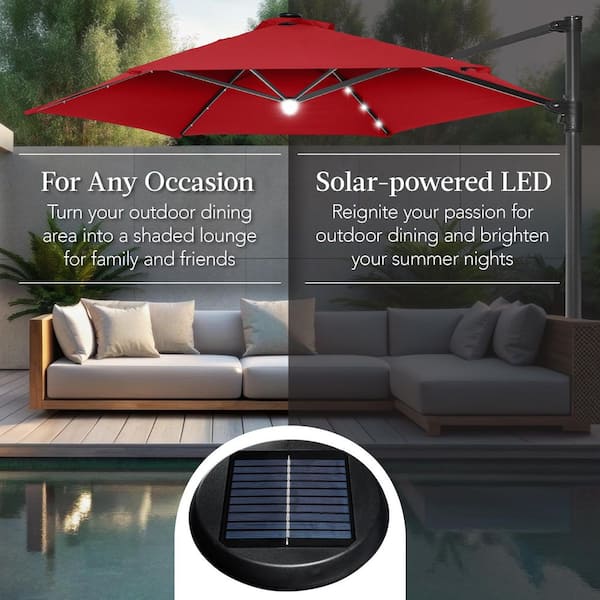 best choice products 10ft solar led patio umbrella instructions Best Choice Products 10ft 360° Rotating Cantilever Easy Auto Open Patio Umbrella w/ Solar LED Lights