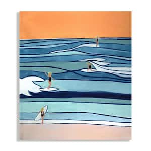 Surfing by the Sea by Kate Mancini Unframed Canvas Art Print 30 in. x 26 in.