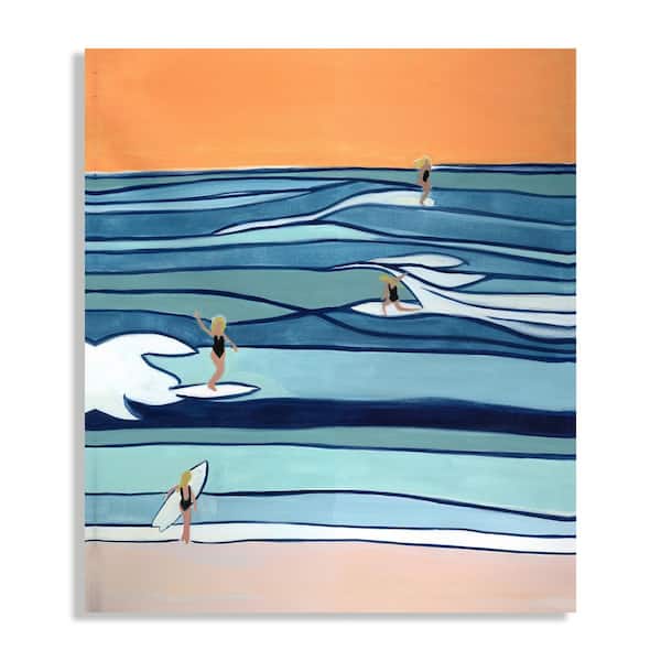 Melissa Van Hise Surfing by the Sea by Kate Mancini Unframed Canvas Art Print 30 in. x 26 in.