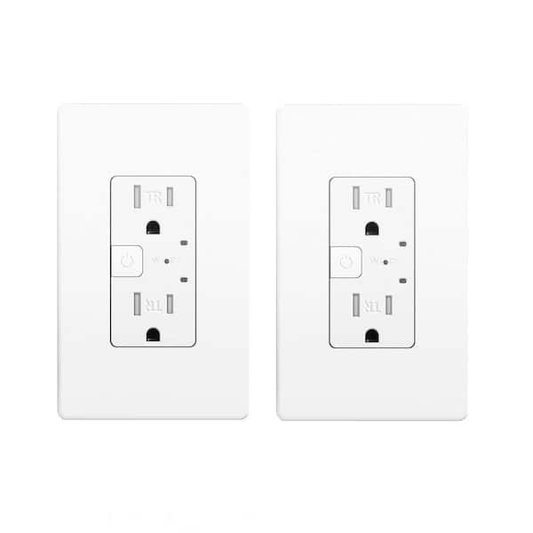 15A Tamper-Resistant Smart Wall Outlet with Alexa, Google Assistant, Timer and Schedule in White - (2-Pack)