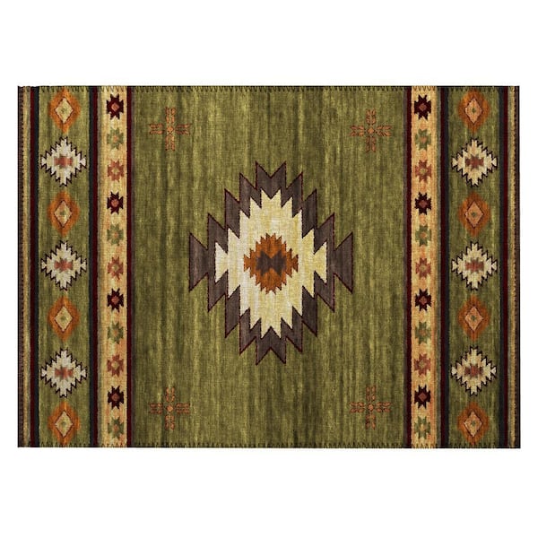 Sonora Green 1 ft. 8 in. x 2 ft. 6 in. Geometric Indoor/Outdoor Area Rug