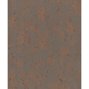 Distressed Concrete Copper Metallic Highlight Finish Vinyl on Non-Woven Non-Pasted Wallpaper Roll