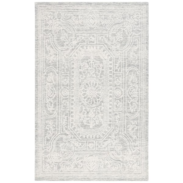 SAFAVIEH Ebony Ivory/Gray Doormat 3 ft. x 5 ft. Traditional Area Rug