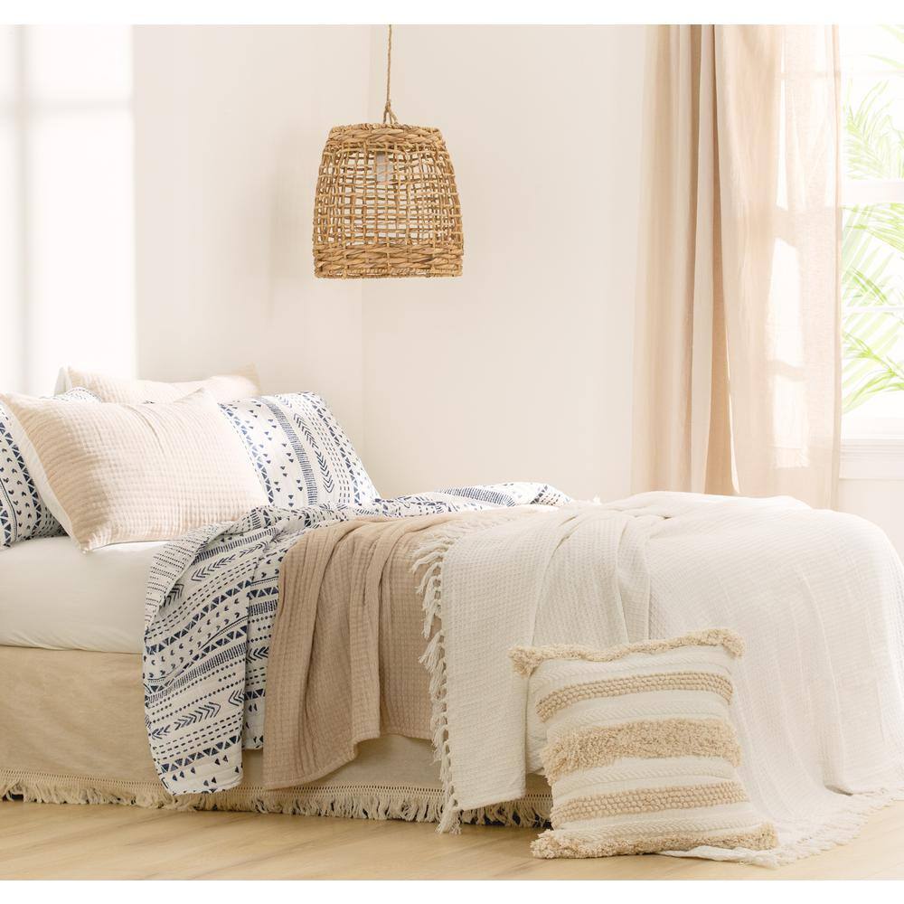 Ivory Cotton Euro Tufted Decorative Pillow Cover