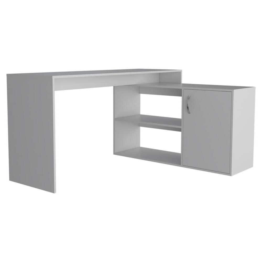 59.6 in. L-Shaped White Engineered Wood 0-Drawer Computer Desks