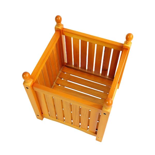 15.75 in. L x 15.75 in. W x 18.5 in. H Teak Wood Square Outdoor Planter Box with Deep Container for Flowers and Herbs