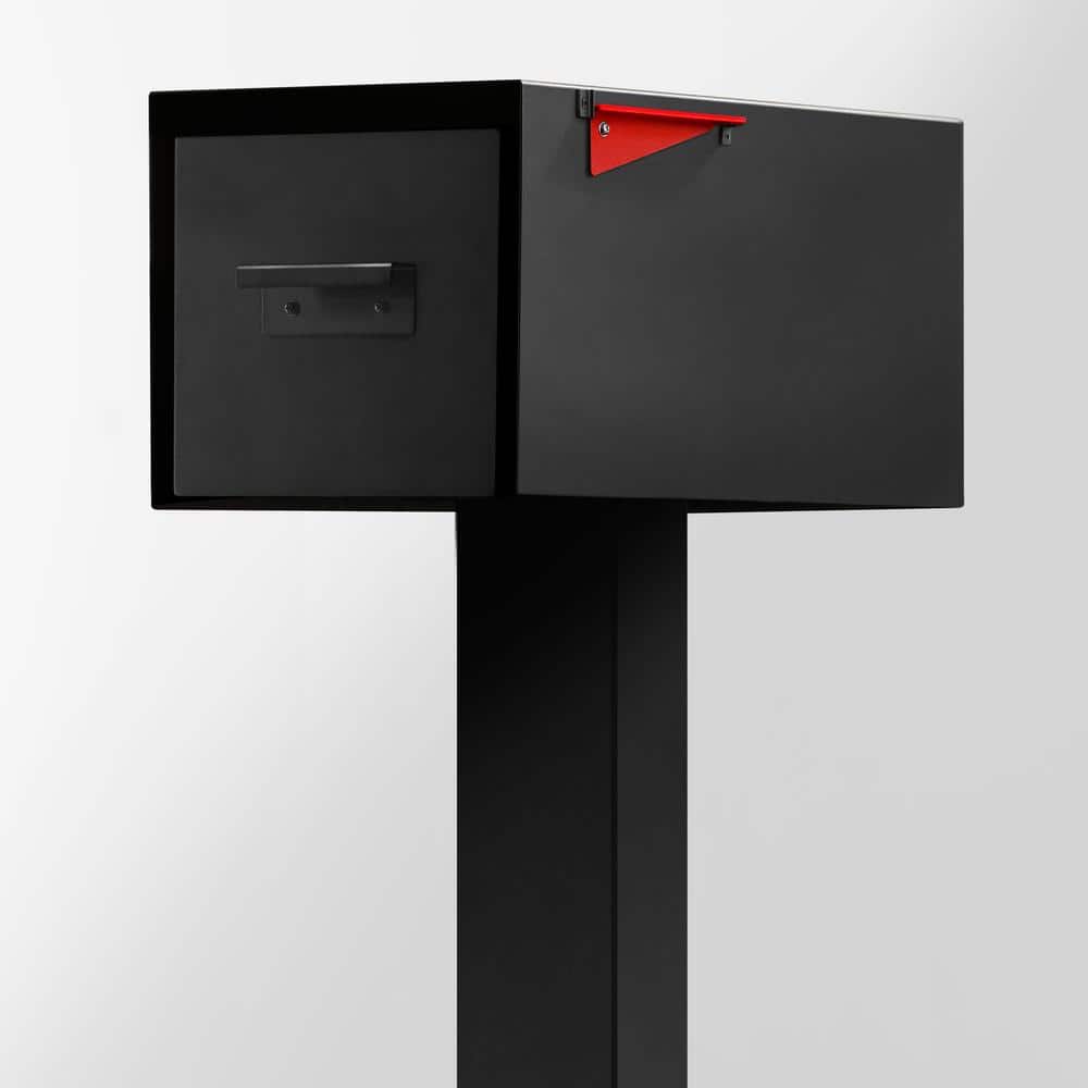 Malone Black Steel Lockable Post-Mounted Mailbox