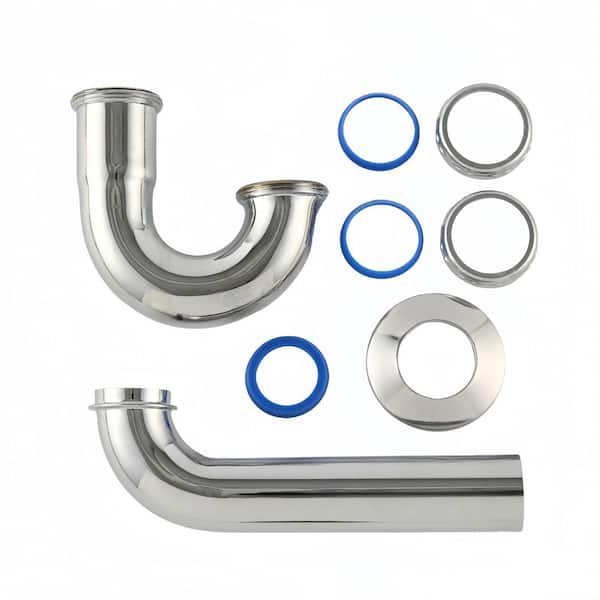 1-1/2in. x 1-1/2in. Chrome Brass Solvent Cemented Trap P-trap with Cleanout-Dearborn Brass