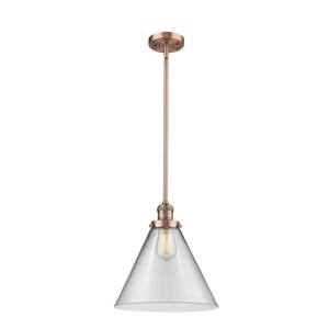 Cone 60-Watt 1-Light Antique Copper Shaded Mini Pendant-Light with Clear glass Clear Glass Shade