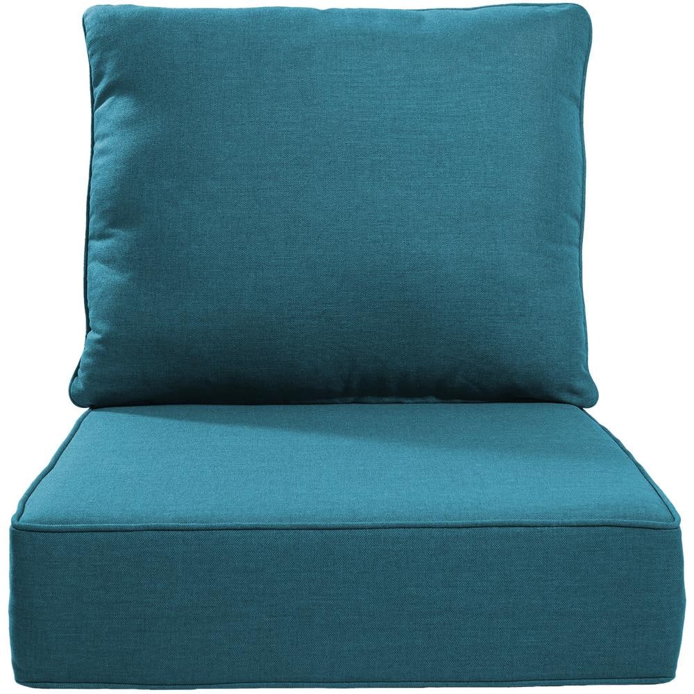 22 in. W x 24 in. D x 6 in. T 2-Piece Water Resistant Outdoor Lounge Chair Replacement Cushion Set in Peacock Blue price history on PriceWatchPro