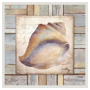 "Beach Shell II" by Elizabeth Medley 1-Piece Floater Frame Giclee Coastal Canvas Art Print 22 in. x 22 in.