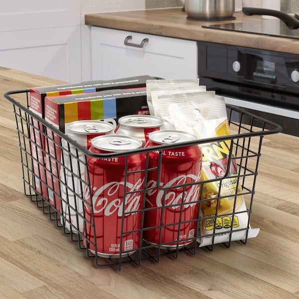 Gorgeous Stackable XXL Wire Baskets For Pantry Storage and Organization -  Set of 2 Pantry Storage Bins With Handles - Large Metal Food Baskets Keep