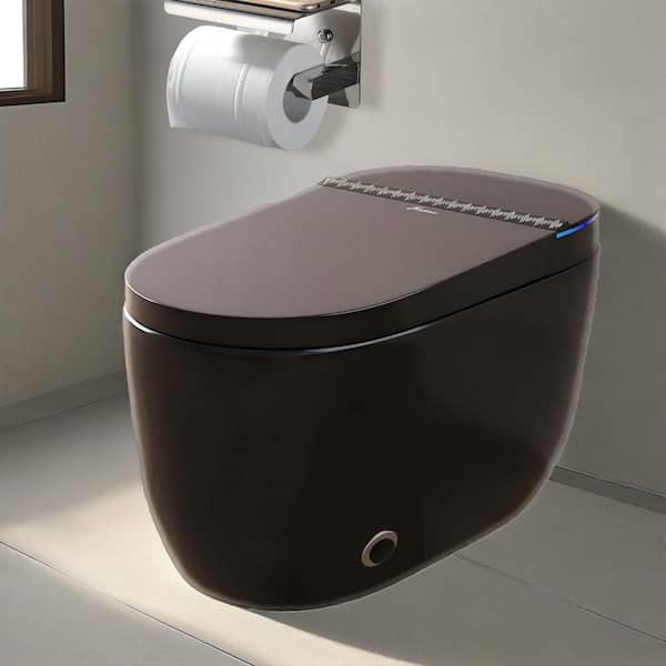 Elongated Smart Bidet Toilet in Black with Auto Flush, Auto Open/Close Lid, ADA Height Heat Seat, 1.1/1.6 Gal Per Flush
