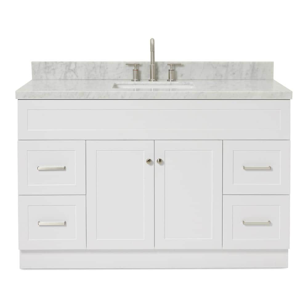 Hamlet 55" White Marble Top Freestanding Single Vanity