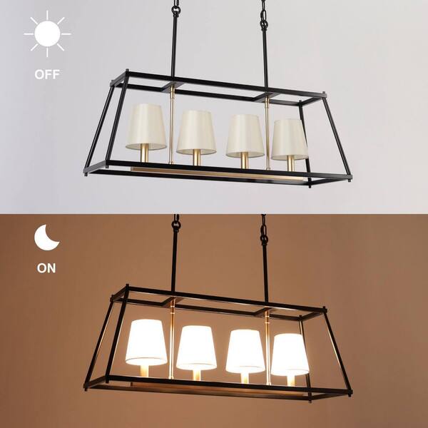 Zevni Vintage 4-Light Black Chandelier Pendant Lighting with