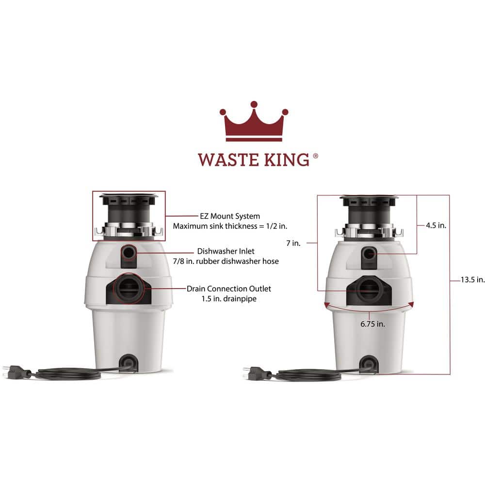 Silver Continuous Feed Stainless Steel Food Waste Disposer