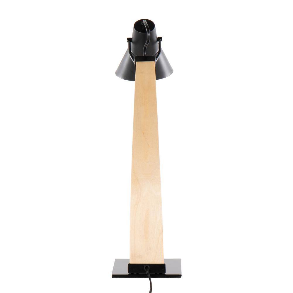 Adjustable Black Metal and Wood Arc Table Lamp