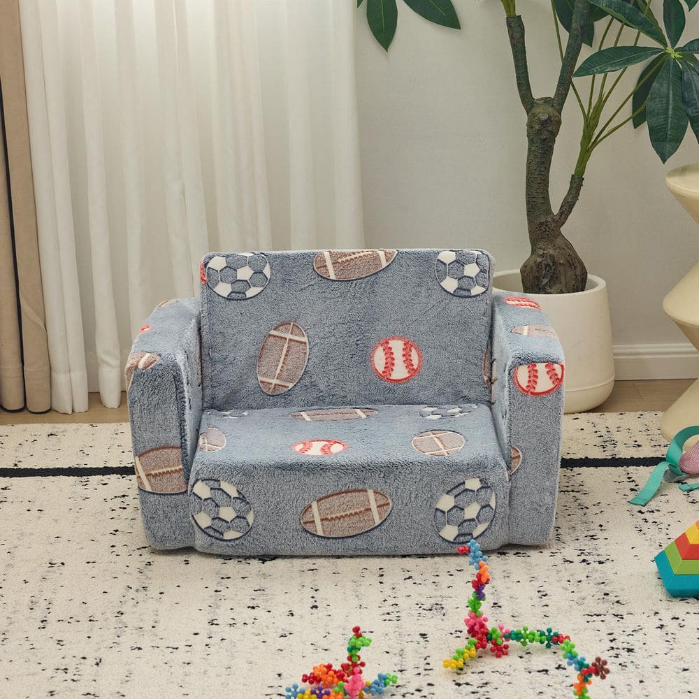 1-Piece Full Sponge Kids Single Folding Sofa Bed with Luminous Feature in Gray price history on PriceWatchPro
