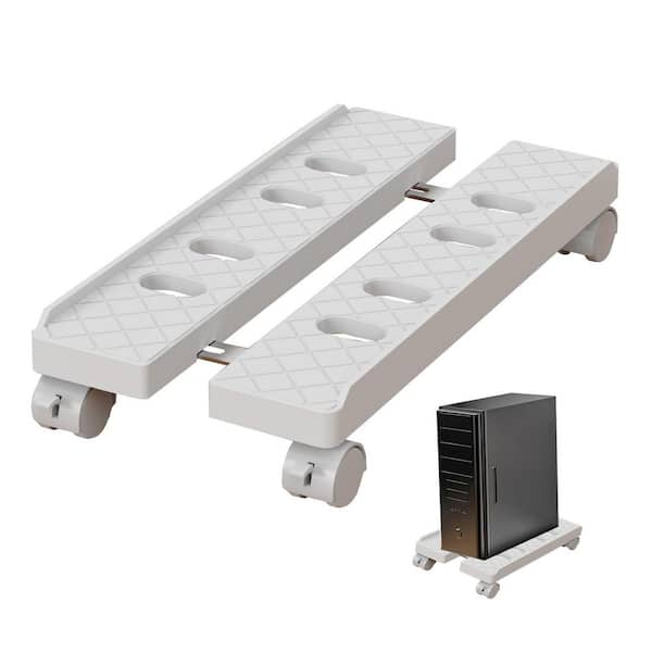 BIBIVIS White ABS Computer Tower Stand for Desktop PC Tower, Mobile CPU Stand with Rolling Caster Wheels