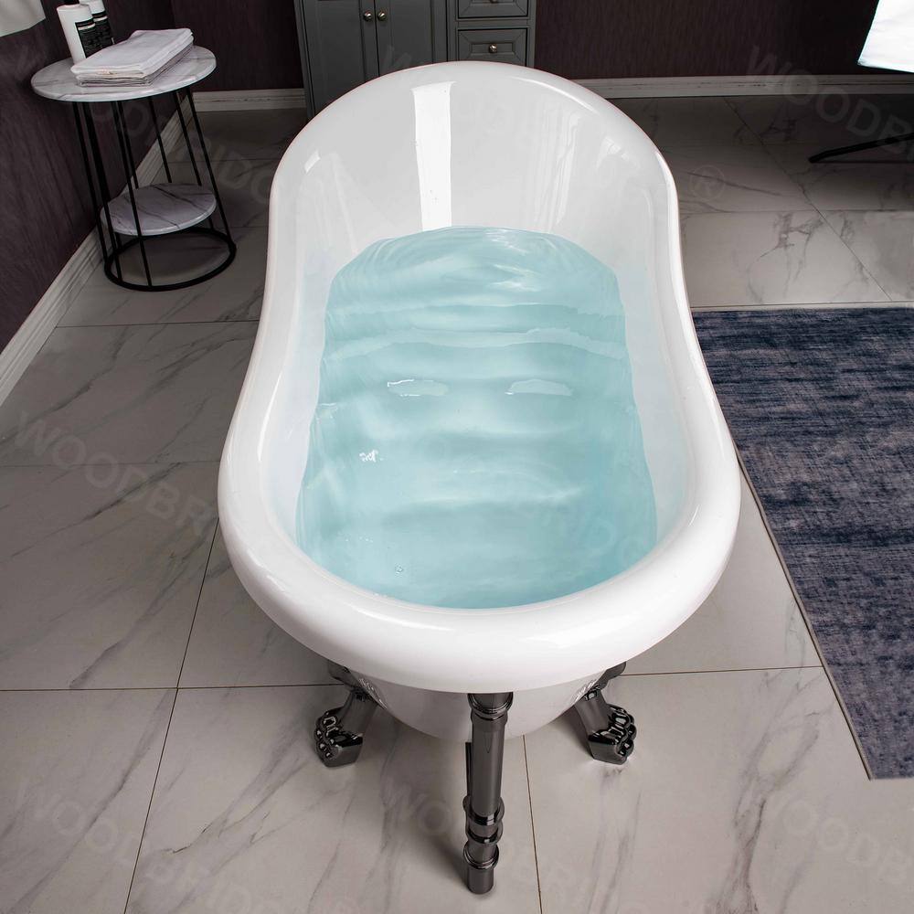 White Acrylic Slipper Clawfoot Bathtub with Matte Black Trim