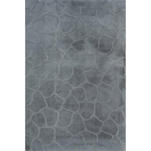 Jireh Plush Geometirc Machine Washable Ara Rug Grey Blue 2 ft. 6 in. ft. x 8 ft. ft. Runner Rug