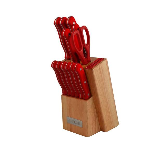 Pure Life 13-Piece Knife Block Set in Red