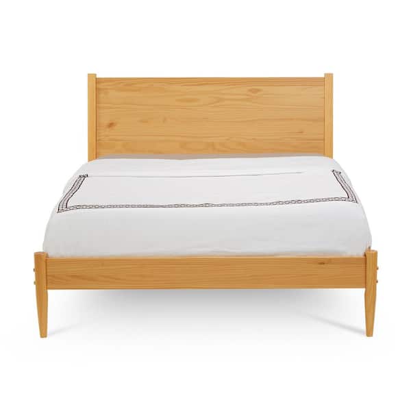 Camaflexi Mid Century Scandinavian Oak Solid Wood Frame Queen Size Platform Bed