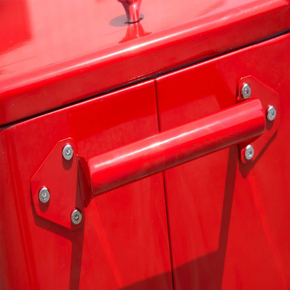 Ruby Red Metal Rolling Outdoor Cooler with Wheels