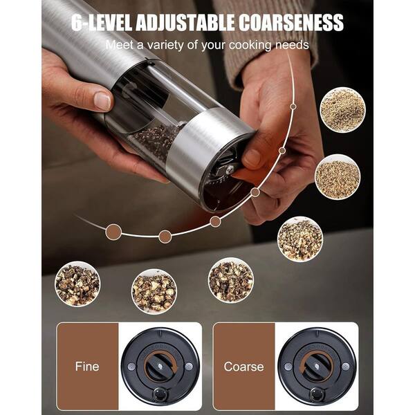 Stainless Steel Salt And Pepper Grinder Set - Short Glass